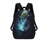 Fantasy Wizard Holding Magic Circle Zaino Scolastico Zaino Per Bambini Borsa Scolastica Di Grande Capacità Zaino Per Bambini Per La Scuola Zaino 3D Borsa Per Libri Regali Per Bambini 17inch