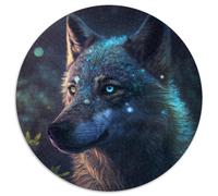 Fantasy Wolf 1000-teiliges Puzzle, rund, aus Pappe, interaktives Familienspiel, Denksportaufgabe, Geschenk, 1000 Teile (67,5x67,5cm)