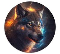 Fantasy Wolf 1000-teiliges Puzzle, runde Puzzles, geeignet für Geburtstage, Halloween, Thanksgiving, Ostern, 1000 Teile (67,5x67,5cm)