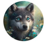 Fantasy Wolf 1000-teiliges Puzzle, runde Puzzles, geeignet für Geburtstage, Halloween, Thanksgiving, Ostern, 1000 Teile (67,5x67,5cm)
