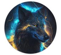 Fantasy Wolf 1000-teiliges Puzzle, runde Puzzles, geeignet für Geburtstage, Halloween, Thanksgiving, Ostern, 1000 Teile (67,5x67,5cm)