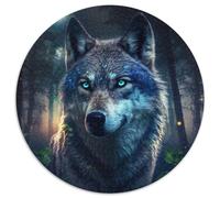 Fantasy-Wolf-Puzzle 1000 Teile für Erwachsene, rundes Puzzle für Teenager, interaktives Familienspiel, herausforderndes Geschenk, 1000 Teile (67,5x67,5cm)