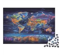 Fantasy World Map Colourful Magical World Map 1000 Pieces Jigsaw for Adults The Impossible Challenge Brain Development 38x26cm/1000pcs