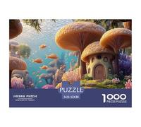 Fantasy World of Mushrooms 1000 Pcs Cartone Robusto Puzzle Underwater Dwelling Sfida Unica Gioco Per Famiglie Puzzle Per Adulti E Bambini 52x38cm/1000pcs