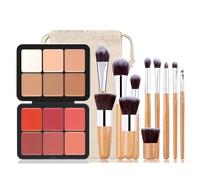 FantasyDay 6 Colori Coprenza Elevata a Lunga Tenuta Correttore Crema Concealer Palette Fard Blush Contouring Viso Correttori Makeup Gift Set per Hide Occhiaie e Imperfezioni con 11 Pennelli Trucco