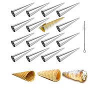 FantasyDay Antiaderente Cannoli Stampi, 16 Pezzi Acciaio Inossidabile Coni per Croissant Stampi Pasticceria Crema Horn Torta Pane Mold - Cannoli Form Tubi, Cream Roll Mold, Formine per Biscotti