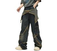 FantasyGears Y2k Jeans Uomo Grunge Hip Hop Pantaloni Baggy Gamba Dritta Grafica Denim Joggers Sciolti Goth Pantaloni Streetwear, P#stella, XL