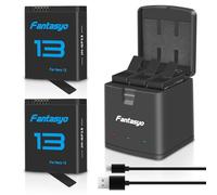Fantasyo Batterie di ricambio da 2100 mAh (confezione da 2) per GoPro Hero 13 Black e caricatore rapido a 3 canali, completamente compatibili con batteria e caricabatterie GoPro Hero 13