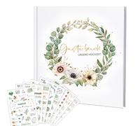 Fantasyon Libro degli ospiti matrimonio con set di adesivi, album di nozze per ricordi, verde salvia con stampa dorata