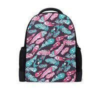 FANTAZIO - Charm per zaino, motivo: piume, ideale per la scuola