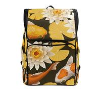 FANTAZIO Golden Lotus e Stile Giapponese Koi Laptop Outdoor Zaino Viaggio Escursionismo Campeggio Zaino Zaino Casual Large College School Daypack