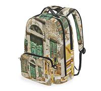 FANTAZIO Zaini Charming Old Streets Of Greek Islands Pattern con borsa a tracolla rimovibile