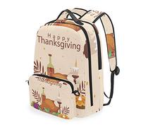 FANTAZIO Zaini e Borsa Croce Happy Thanksgiving Feast School Bag Set