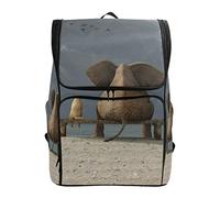 FANTAZIO Zaino da viaggio con elefante e cane triste di mare, zaino da campeggio, zaino casual, grande per la scuola