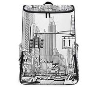 FANTAZIO Zaino da viaggio per computer portatile City Street Sketching durevole scuola scuola computer borsa per campeggio all'aperto adatta fino a notebook