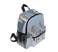 FANTAZIO Zaino elementare scuola White Horse On Snow Bookbag