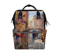 FANTAZIO Zaino Mummia Romantico Venezia Water City Pattern Scuola Bag