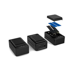 FANTEC 2x USB3.2 Gen2x2 2x 20GBit/s NVMe clone station SSD docking station for 2x NVMe PCIe SSDs, internal fan, USB transfer rates up to 20GBit/s, clone function, large heat sink, aluminum, black