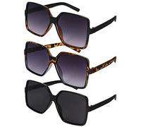 FANTESI 3 occhiali da sole da donna oversize, UV 400, occhiali da sole rettangolari da donna retrò quadrati occhiali da sole per le donne, Multi, Medium