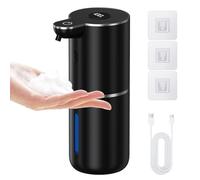 Fantictas Distributore automatico di sapone elettrico in schiuma con display, ricaricabile USB, regolabile in 6 livelli, 380 ml, montaggio a parete per bagno/cucina/detersivo per piatti, nero