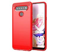 FanTing Cover per LG K41s/LG K51s, Custodia Protezione in Morbida Silicone TPU, durevol, Anti Shock, Custodia per LG K41s/LG K51s (Rosso)
