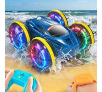 Fantocemea Macchina Anfibia Telecomandata 3+ Anni, RC con Controllo a Gesti, 2.4 GHz 360° Drift e Acrobazie, Luci LED, Regalo per Natale e Compleanno Ragazzi Ragazze dai 3 ai 12 Anni, Blu