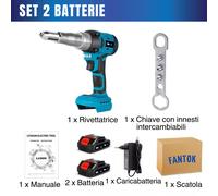 Fantok Rivettatrice a Batteria 20V da 2.4 a 5mm Pistola per Rivetti Brushless