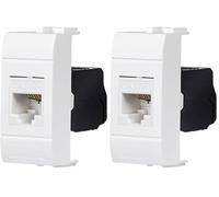 Fanton 23700-36 Presa dati RJ45 UTP 180° cat.5e crimpaggio senza utensile con adattatore per placche e supporti BTICINO LIVING LIGHT (Confezione da 2)