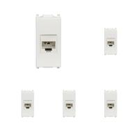 Fanton 23713-39 Presa dati RJ45 UTP 180° cat.6 crimpaggio senza utensile con adattatore per placche e supporti VIMAR PLANA (Confezione da 5)