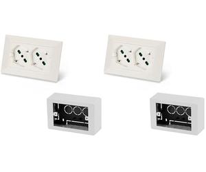FANTON 42100S kit Multipresa universale da incasso OPERA/PLA doppia presa bipasso schuko 2P+T 16A precablata per scatola a 3 moduli + scatola da parete inclusa (Confezione da 2)
