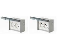 FANTON 421021PAR - Multipresa universale da incasso OPERA/PLA doppia presa bipasso schuko 2P+T 16A IP55con scatola da parete a 3 moduli (Confezione da 2)