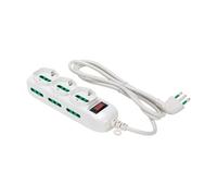 FANTON 474164 Multipresa TRIAX 3 prese bipasso-schuko, 6 prese bipasso, cavo 1,5m, spina a squadra 10A + interruttore di sicurezza, colore bianco
