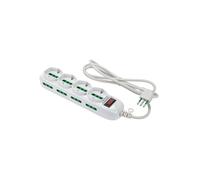 FANTON 474184 Multipresa TRIAX 4 prese bipasso-schuko, 8 prese bipasso, cavo 1,5m, spina a squadra 10A + interruttore di sicurezza, colore bianco