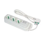 FANTON 474604 Multipresa OMEGA 3 prese bipasso/schuko 2P+T 16A ciabatta cavo 1,5 m. spina piccola 2P+T 10A + interruttore automatico luminoso di sovraccarico