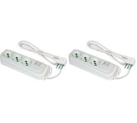FANTON 474604ECO Multipresa OMEGA ECO RELIFE 3 prese bipasso/schuko 2P+T 16A cavo 1,5 m. spina piccola 2P+T 10A + interruttore automatico luminoso di sovraccarico, Bianco (Confezione da 2)