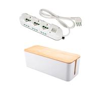 FANTON 481224S-B Kit multipresa con scatola organizer - 9 posti con 3 prese universali e 6 prese bivalenti italiane laterali ciabatta spina piccola 10A cavo 1,5mt - colore bianco