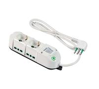 FANTON 491124ECO Multipresa ECO RELIFE 6 posti 2 prese bipasso/schuko 2P+T 16A e 4 prese bipasso grandi 2P+T 16A laterali cavo 1,5 m. spina piccola 2P+T 10A + interruttore automatico, Bianco