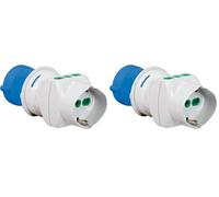 Fanton 73090 Adattatore industriale da spina cee a 1 presa bipasso schuko 16A a 2 prese 2P+T (Confezione da 2)