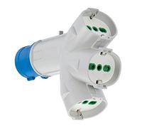 Adattatore triplo spina blu>16a bip+schuko x3 fme 2p+t 16a ip44 Fanton