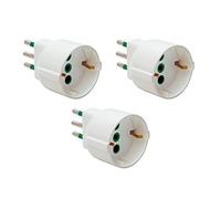FANTON 82120-B3 - set 3 pz adattatore da spina piccola bipasso 10A a schuko 16A presa italo/tedesca