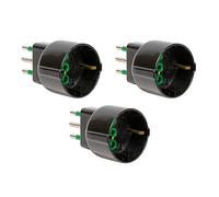 FANTON 82121-B3 -set 3 pz adattatore da spina piccola bipasso 10A a schuko 16A presa italo/tedesca colore nero