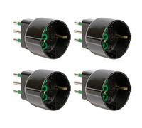 FANTON 82121-B4 -set 4 pz adattatore da spina piccola bipasso 10A a schuko 16A presa italo/tedesca colore nero