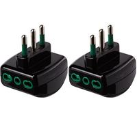 FANTON 82181 adattatore triplo spina grande 16A italiana e 3 prese bipasso 2p+T 16A compatto presa tripla VERTICAL SYSTEM nero (Confezione da 2)