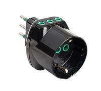 FANTON 82211 adattatore triplo schuko bipasso da spina piccola 10A a2 prese italiane piccole 1 presa italo/tedesca 16A VERTICAL SYSTEM nero