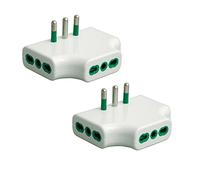 FANTON 82220-B2 - set 2 pezzi adattatore presa tripla piatta SALVASPAZIO multipla 1 spina italiana GRANDE 16A 3 prese italiane spazi stretti