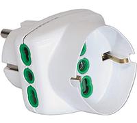 Adattatore triplo 2 poli + terra schuko bipasso spina schuko bianco - bianco 822