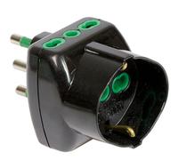Fanton Adattatore triplo VERTICAL SYSTEM spina 2P+T 16A 2 prese bipasso e 1 presa italo/tedesca nero