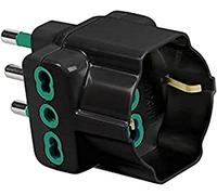 FANTON 82641-E Adattatore triplo spina italiana 2P+T 16A 2 prese bipasso italiane 2P+T 16A 1 presa bipasso italo/tedesca 2P+T 16A Nero