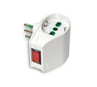 Adattatore doppio 10a > schuko fme bianco 2p+t + interruttore termico (2 pezzi)