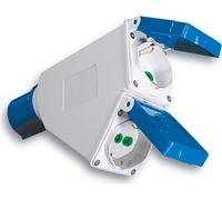 FANTON ADATTATORE INDUSTRIALE IP44 DA SPINA 2P+T 16A CEE BLU A 2 PRESE 2P